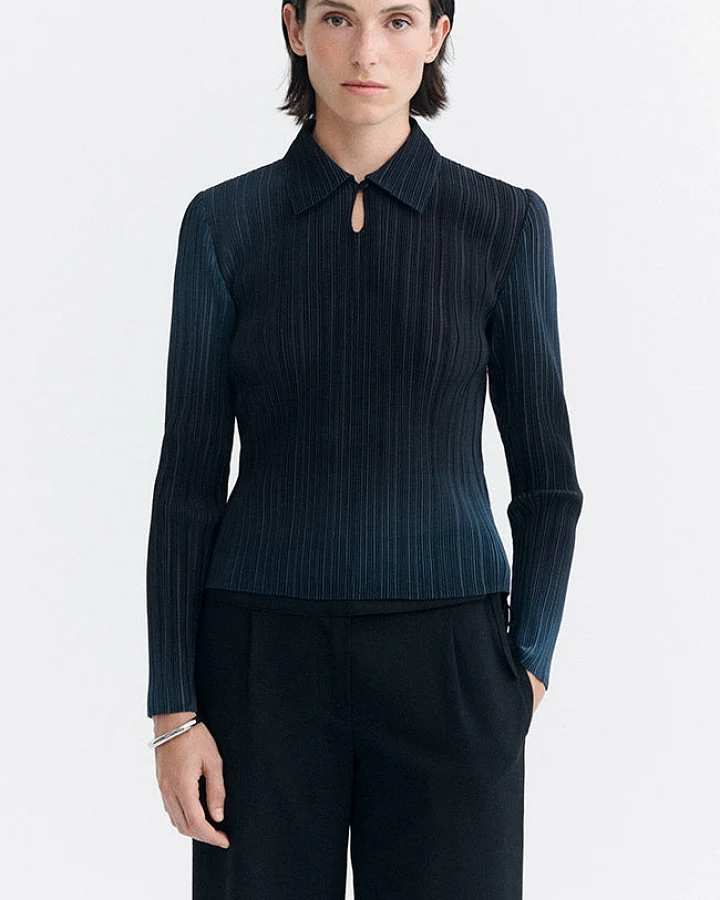 Thinking MU Damen vegan Top Crinkle Agostina Blau