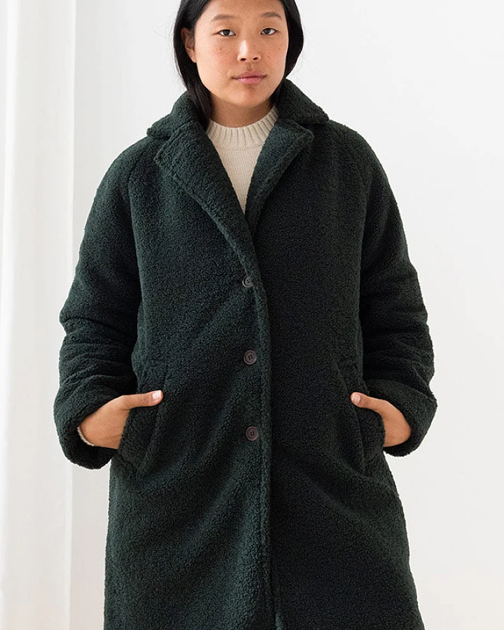 TWOTHIRDS Damen vegan Mantel Itbayat Teddy Grün