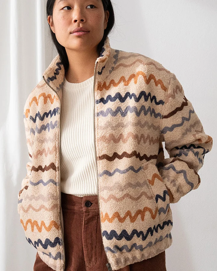 TWOTHIRDS Damen vegan Jacke Keem Printed Ecru