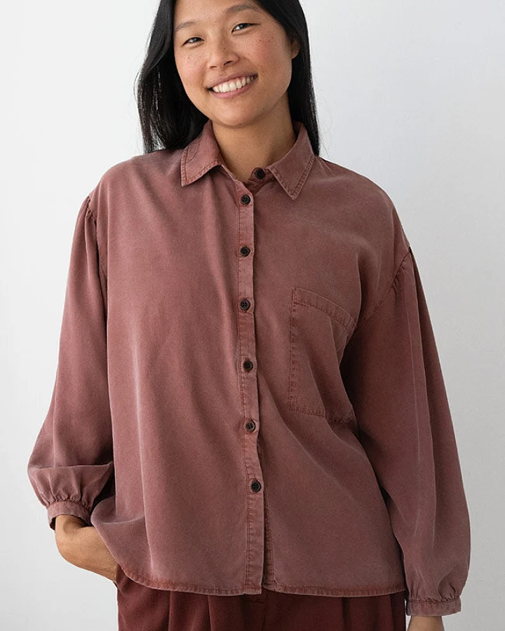 TWOTHIRDS Damen vegan Bluse Recco Weinrot