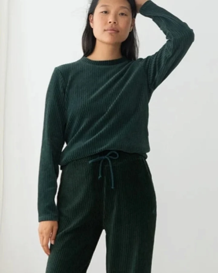 TWOTHIRDS Damen vegan Pullover Eparses Dunkelgrün