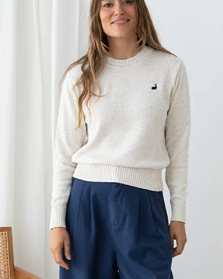 TWOTHIRDS Damen vegan Pullover Wando Ecru Neps