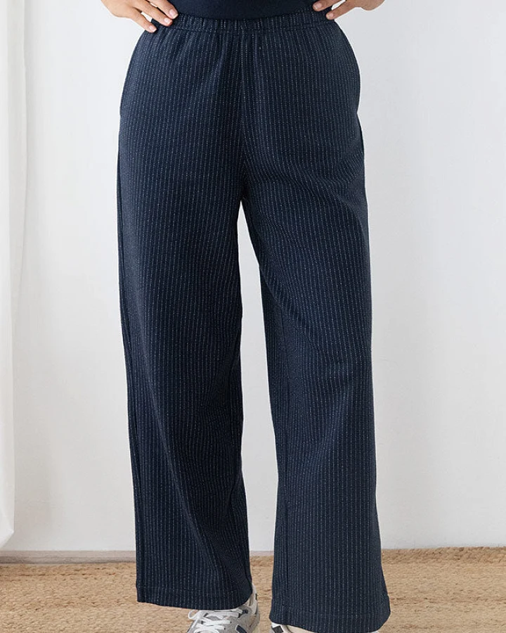 TWOTHIRDS Damen vegan Hose Maipo Navy Stripes