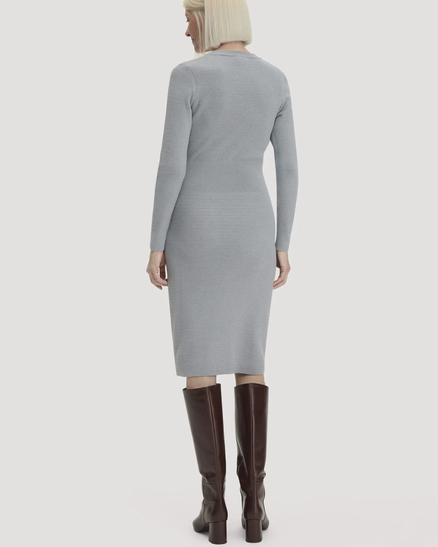 hessnatur Damen Strick Kleid Regular aus Bio-Baumwolle mit Bio-Merinowolle - blau - Größe L – Ansicht 2