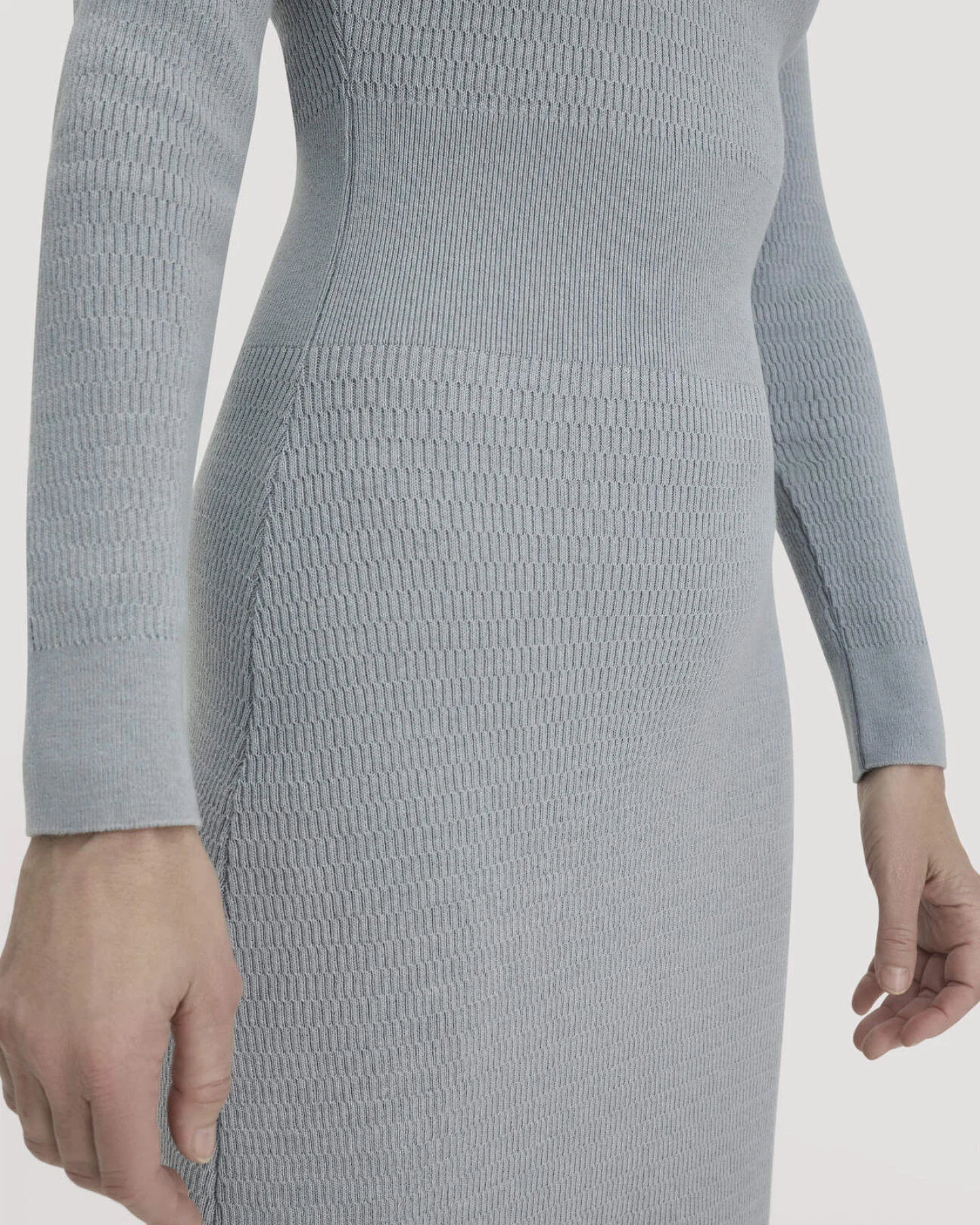 hessnatur Damen Strick Kleid Regular aus Bio-Baumwolle mit Bio-Merinowolle - blau - Größe L – Ansicht 3