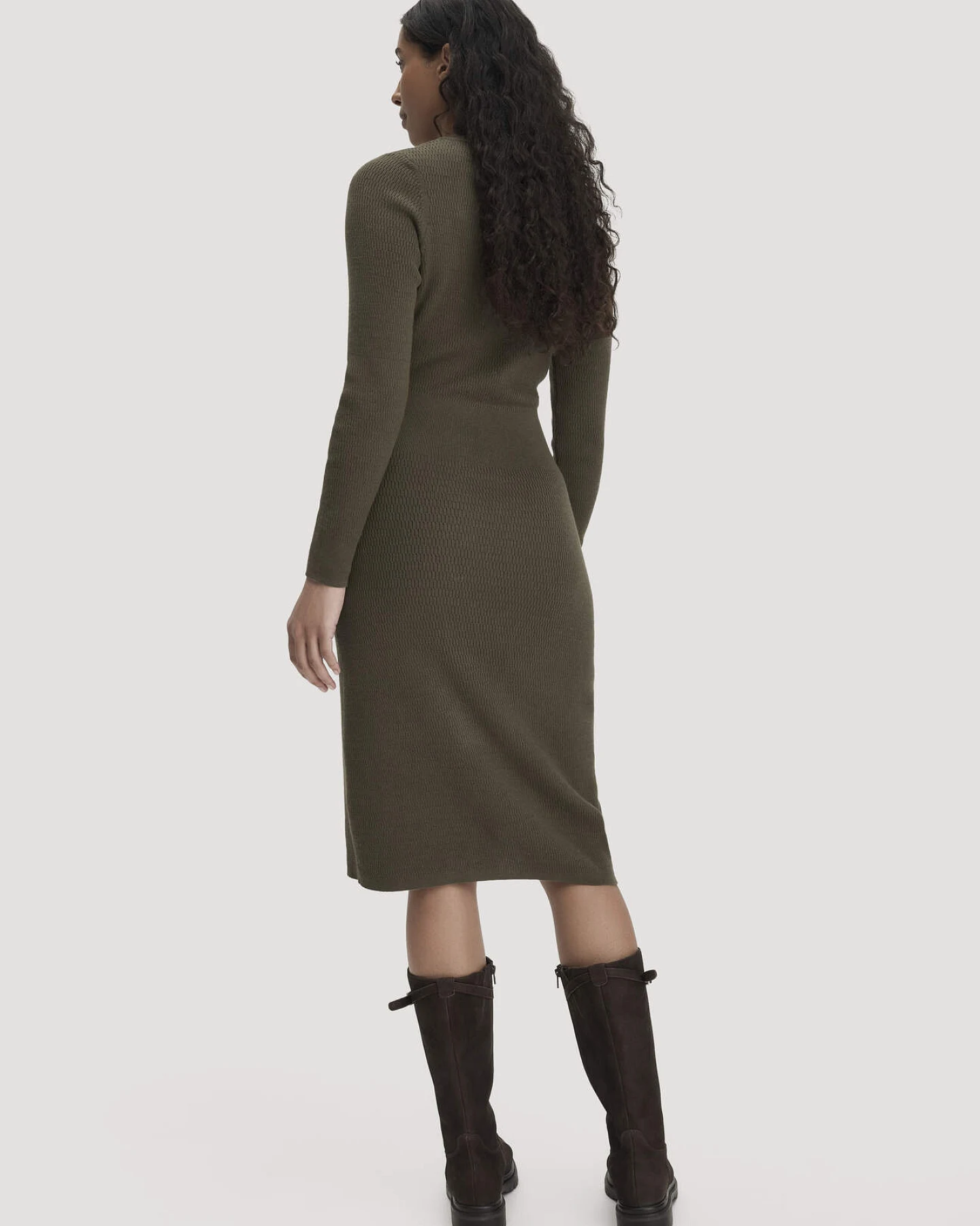 hessnatur Damen Strick Kleid Regular aus Bio-Baumwolle mit Bio-Merinowolle - grün - Größe XL – Ansicht 2