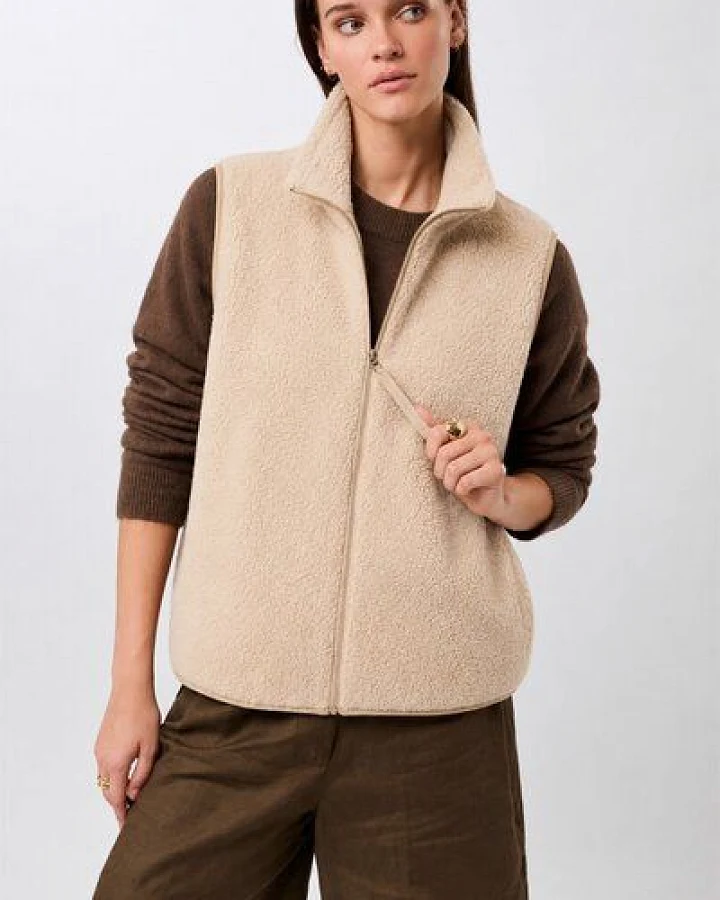 LangerChen Weste mit Stehkragen aus Woll-Fleece