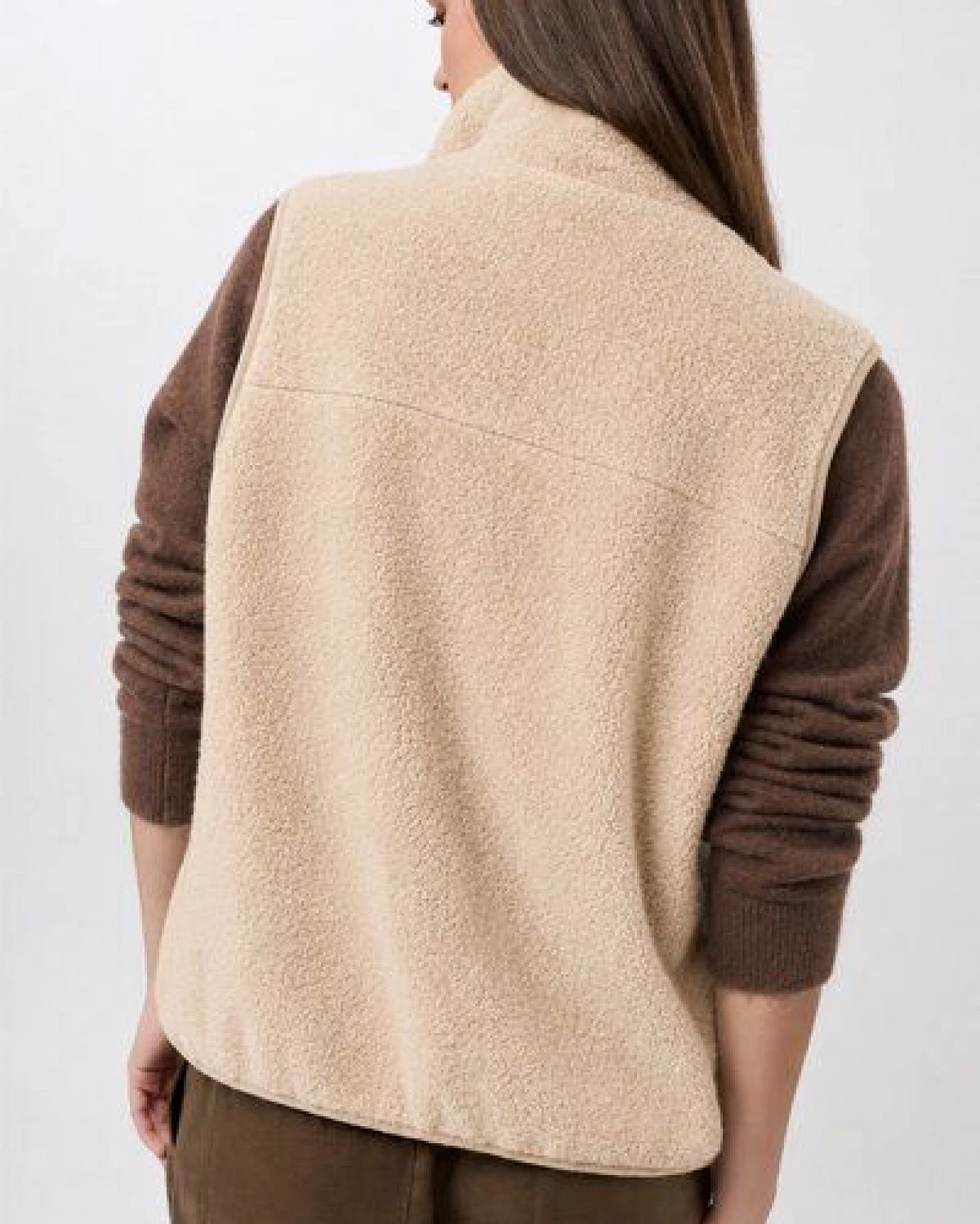 LangerChen Weste mit Stehkragen aus Woll-Fleece – Ansicht 2