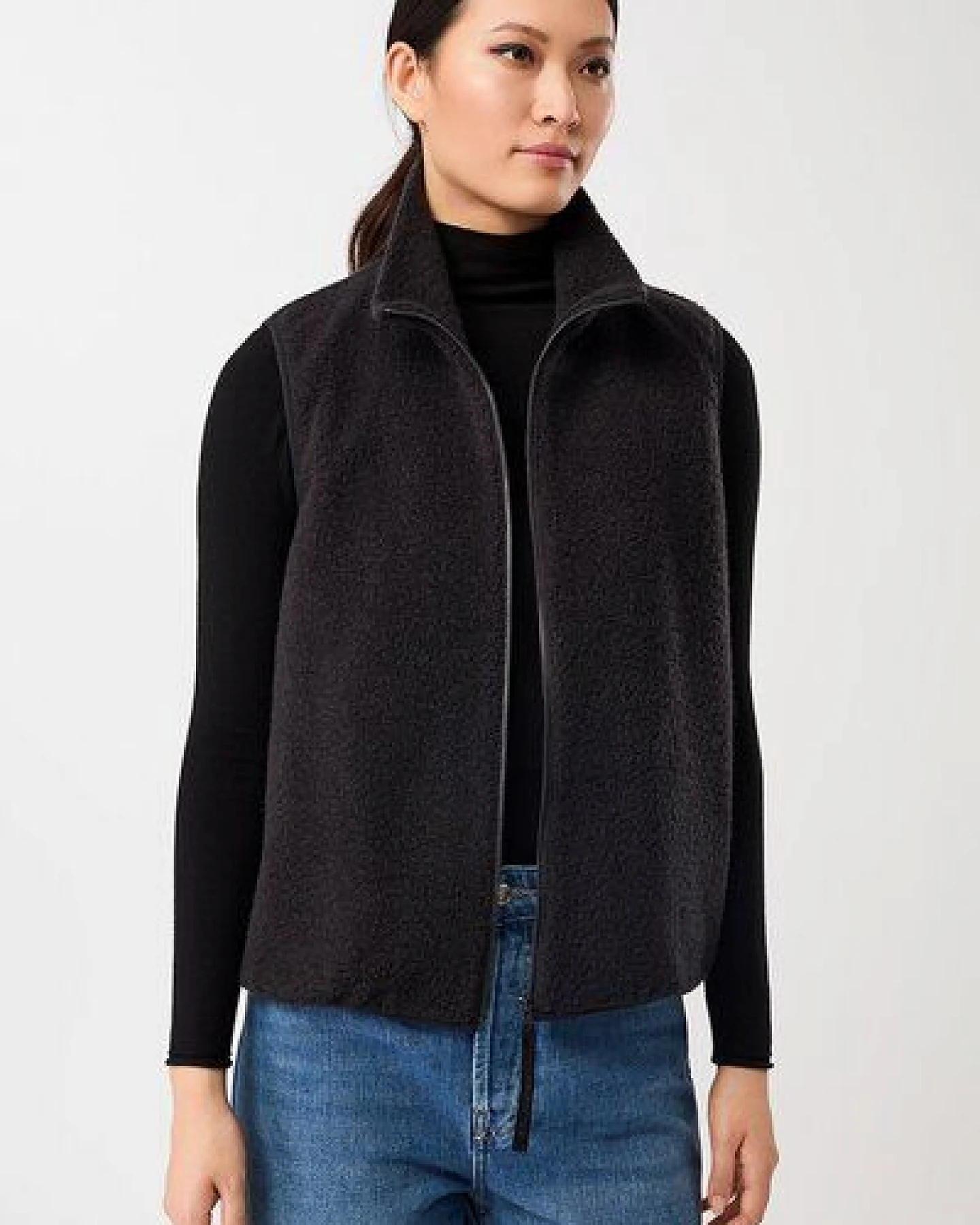 LangerChen Weste mit Stehkragen aus Woll-Fleece – Ansicht 2