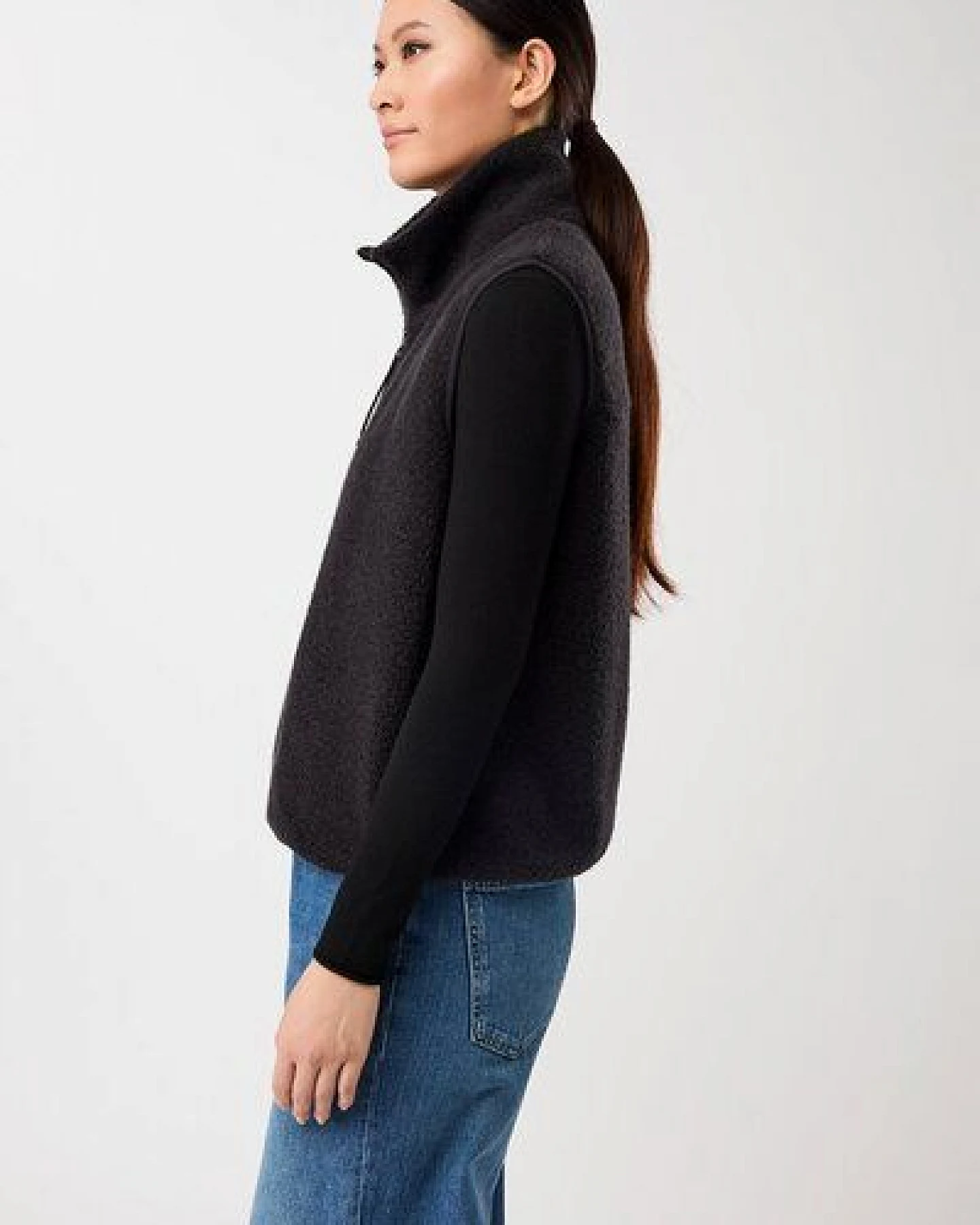 LangerChen Weste mit Stehkragen aus Woll-Fleece – Ansicht 3