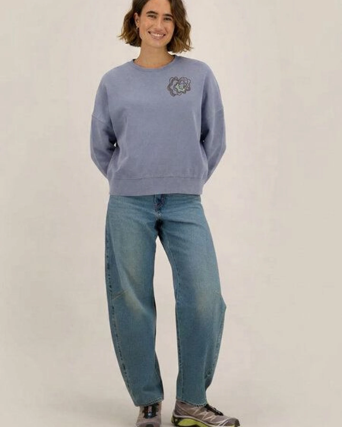 Kultgut Vintagelook- Biofair- Pulloversweater im Boxistyle / structure of mushroom – Ansicht 2