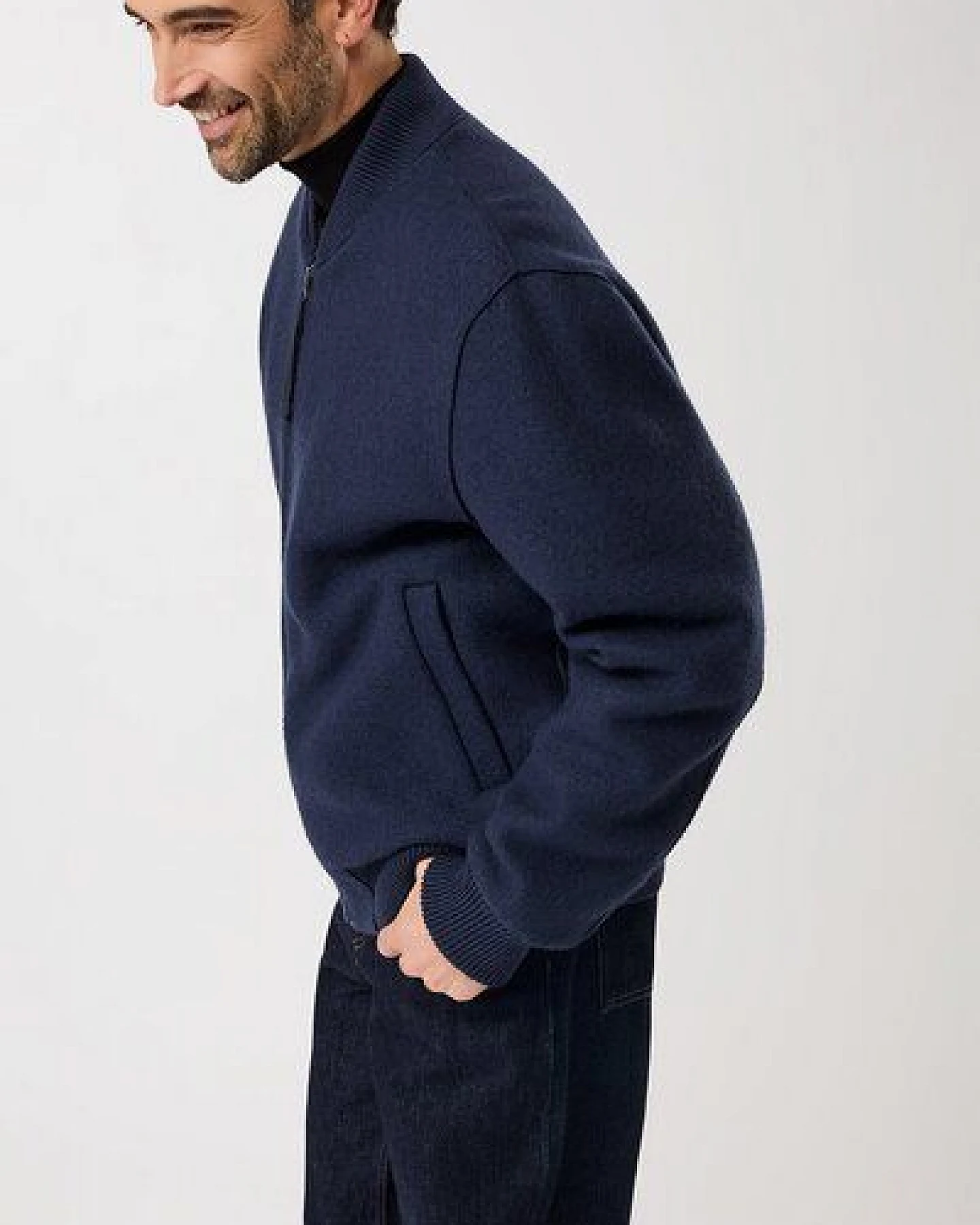 LangerChen Bomber Jacke aus Bio Wolle – Ansicht 2
