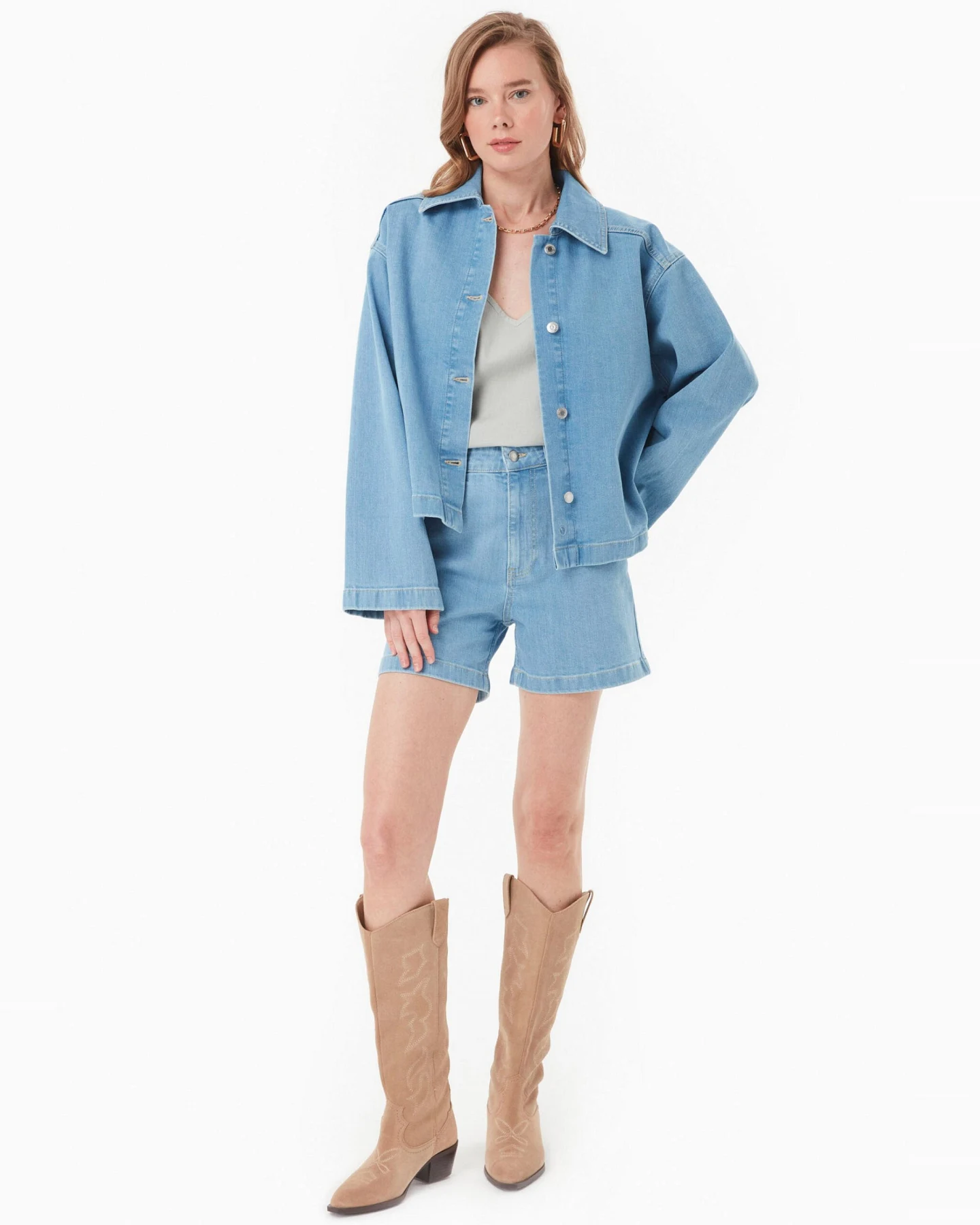 ORGANICATION Damen vegan Jacke Hellblau – Ansicht 2