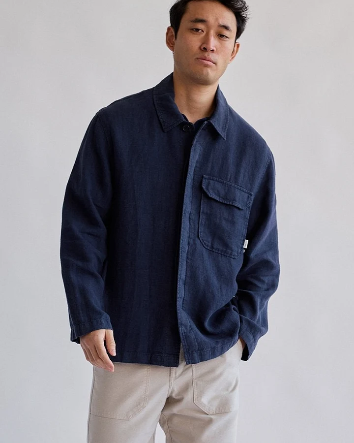 TWOTHIRDS Herren vegan Überhemd Walpole Marineblau