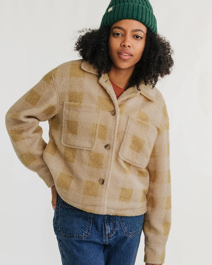 TWOTHIRDS Damen vegan Jacke Hoben Mustard Check