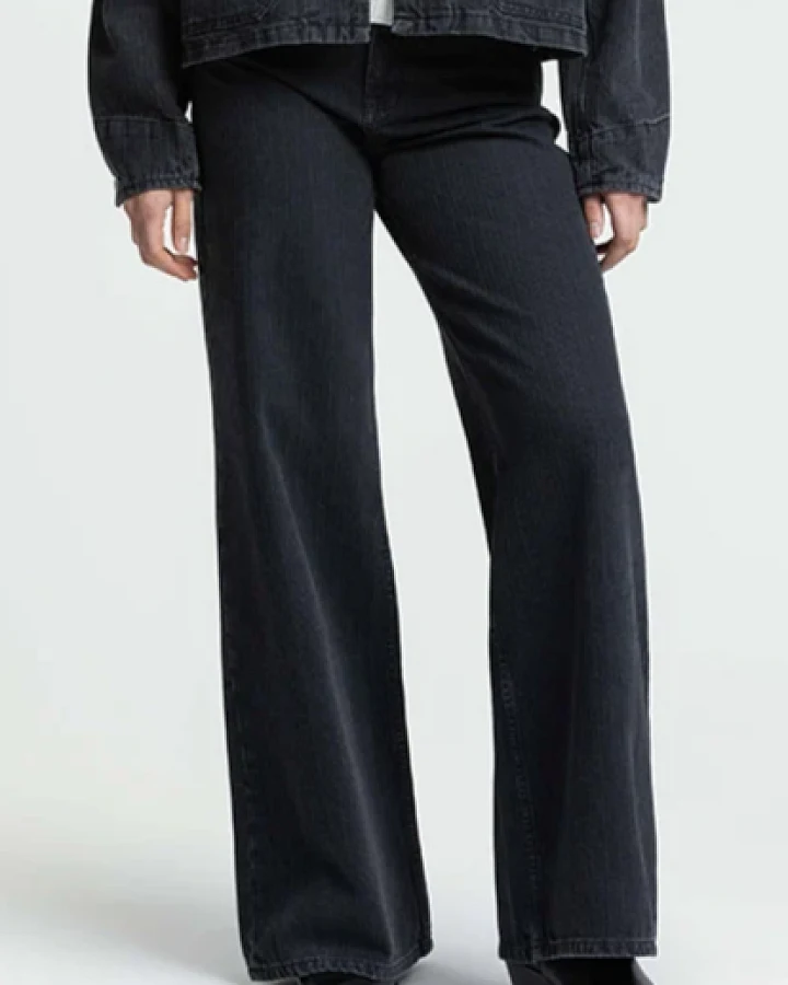 Kings of Indigo Damen vegan Jeans Tanja Stripe Washed Schwarz