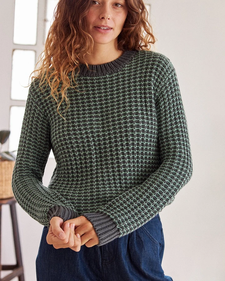 TWOTHIRDS Damen vegan Pullover Katiu Bicolour Deep Lake