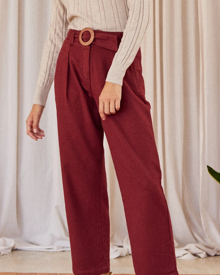 TWOTHIRDS Damen vegan Hose Huglo Rouge