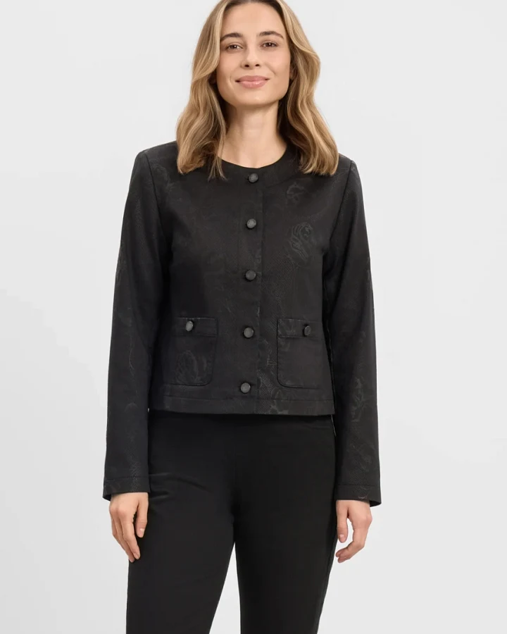 LAURIE Damen vegan Jacke Melody Classic Black Bloom Print