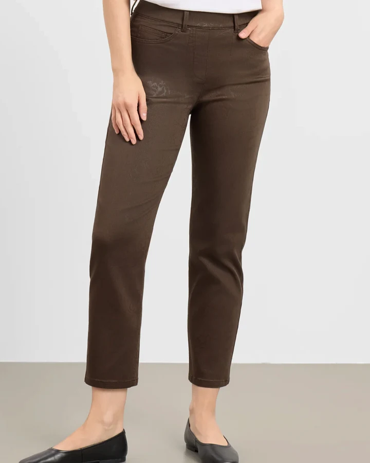 LAURIE Damen vegan Hose Hannah Regular Xsl Brown Bloom Print