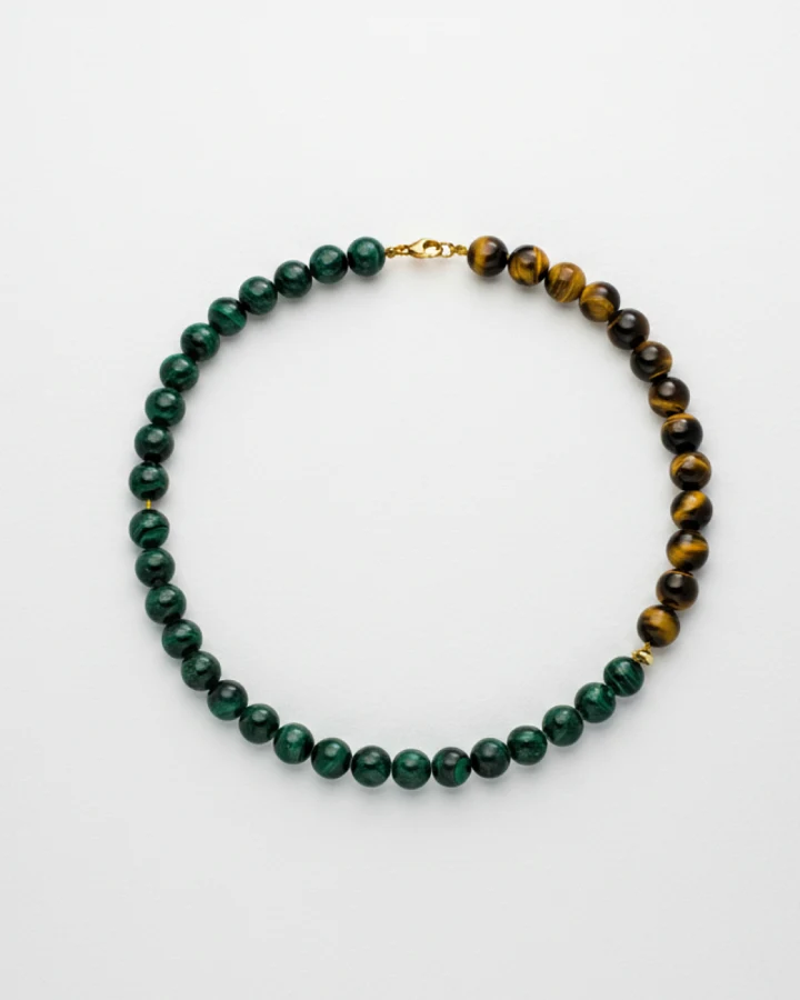 Hoffnungsträger Edelstein Kette Tigerauge & Malachit