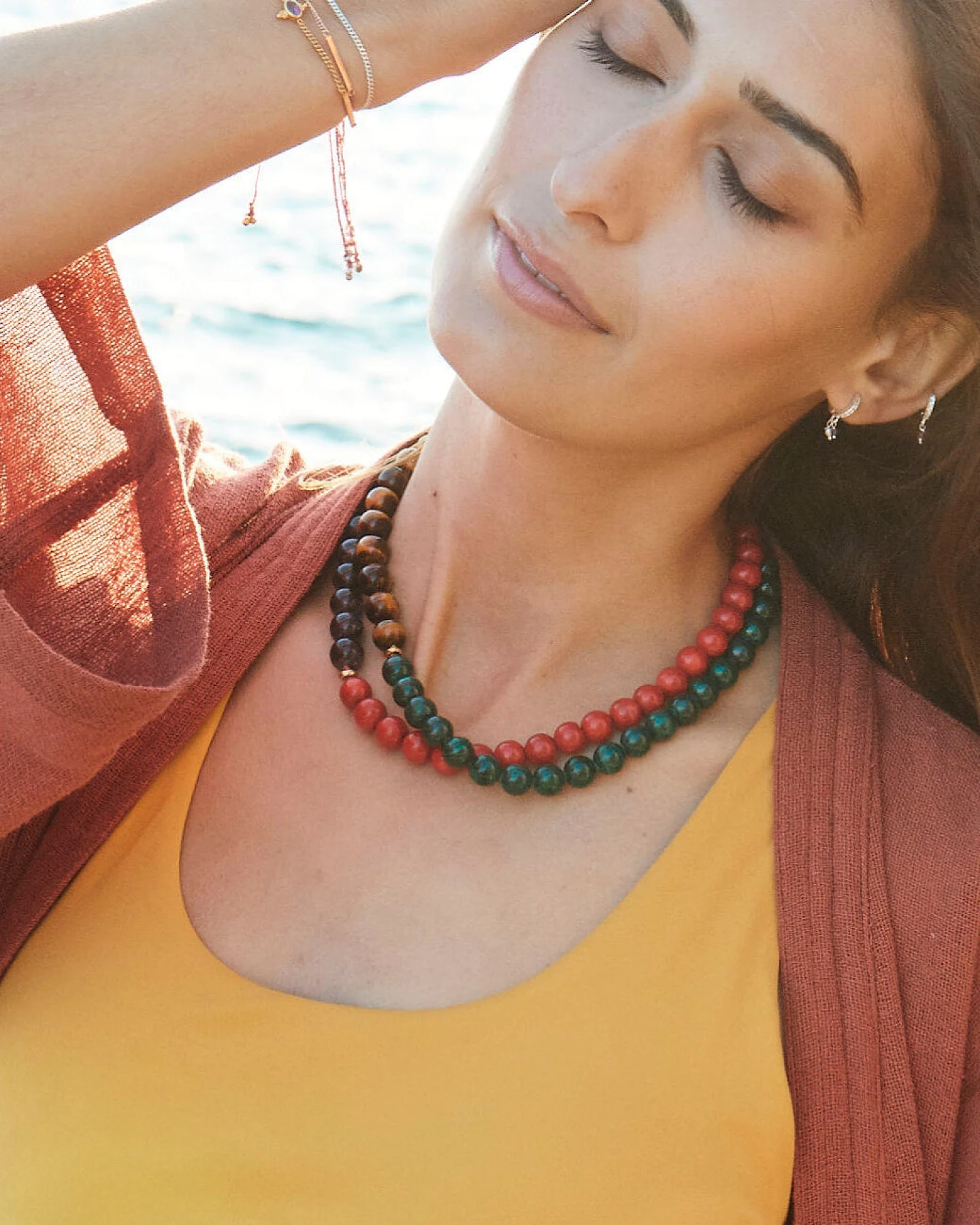 Hoffnungsträger Edelstein Kette Tigerauge & Malachit – Ansicht 4