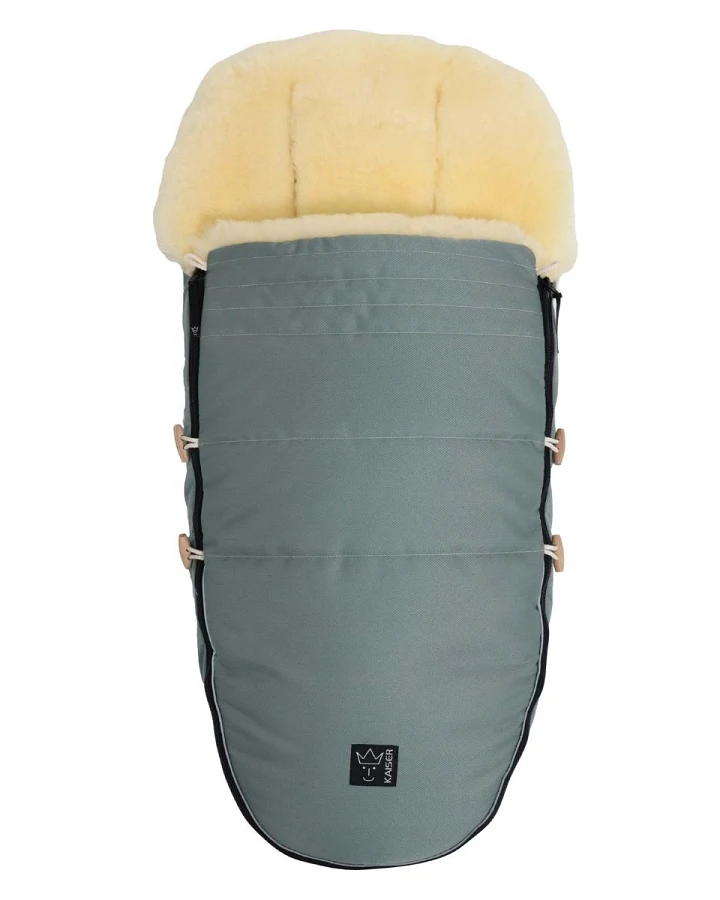 Kaiser Naturfellprodukte Fußsack Lammfell "Love the nature" slit green ca. 95 x 44 cm