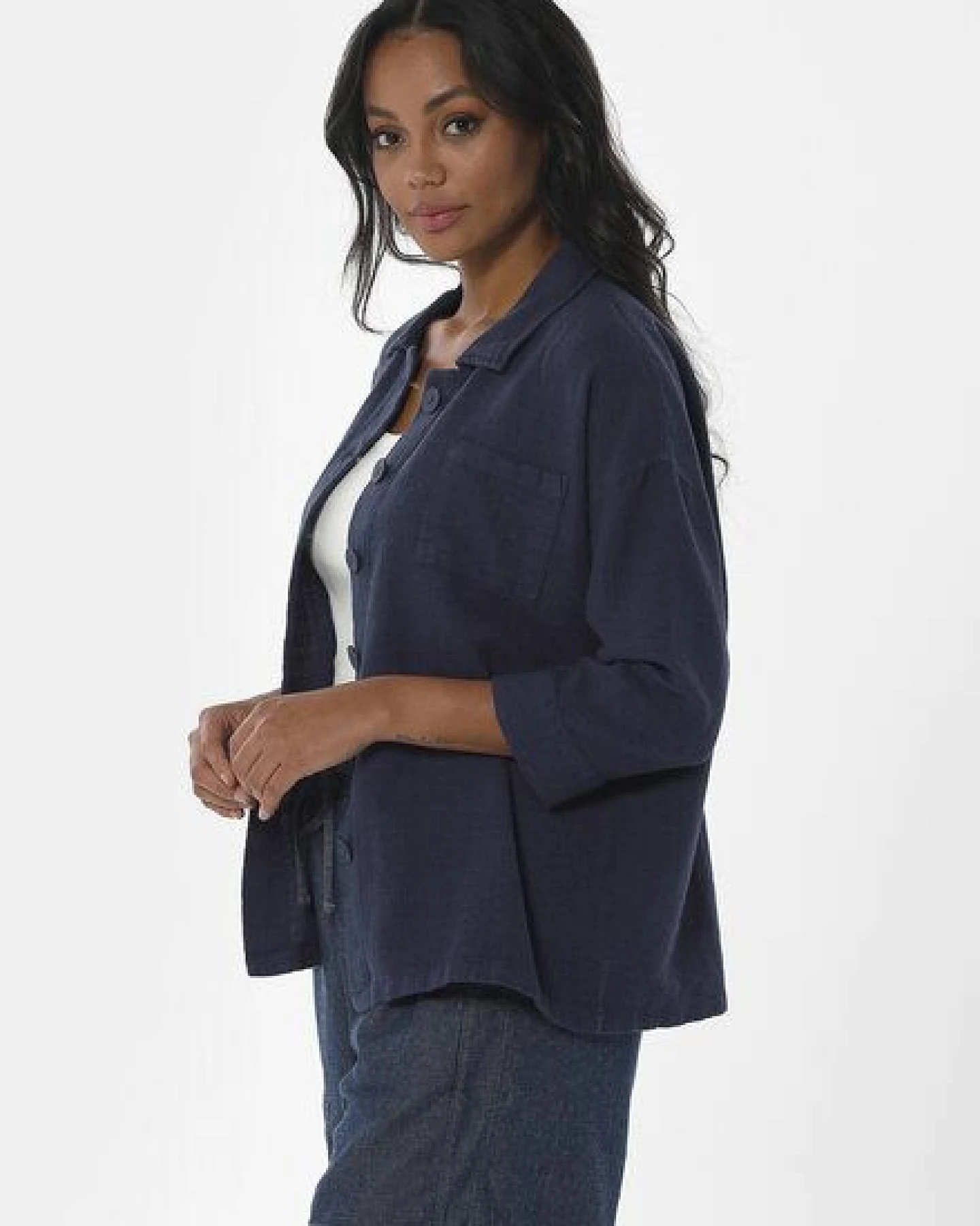 ORGANICATION Hemdbluse aus Leinen-Bio-Baumwolle Mix mit LENZING ECOVERO – Ansicht 3