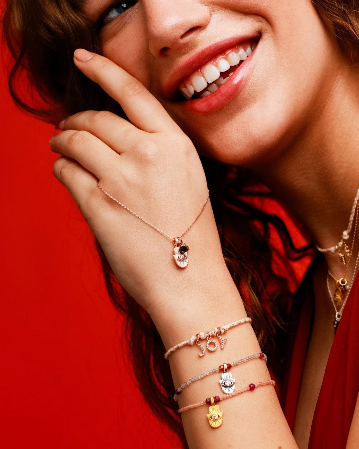Hoffnungsträger Schutzkette Hamsa - Roségold – Ansicht 5