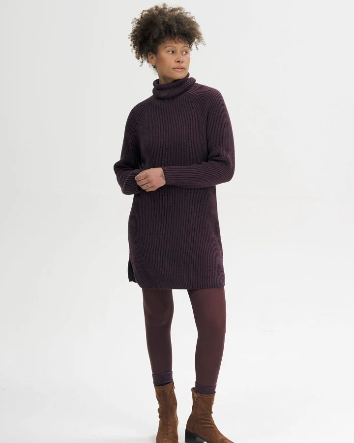 Kleid Rollkragen Arunika Weinrot