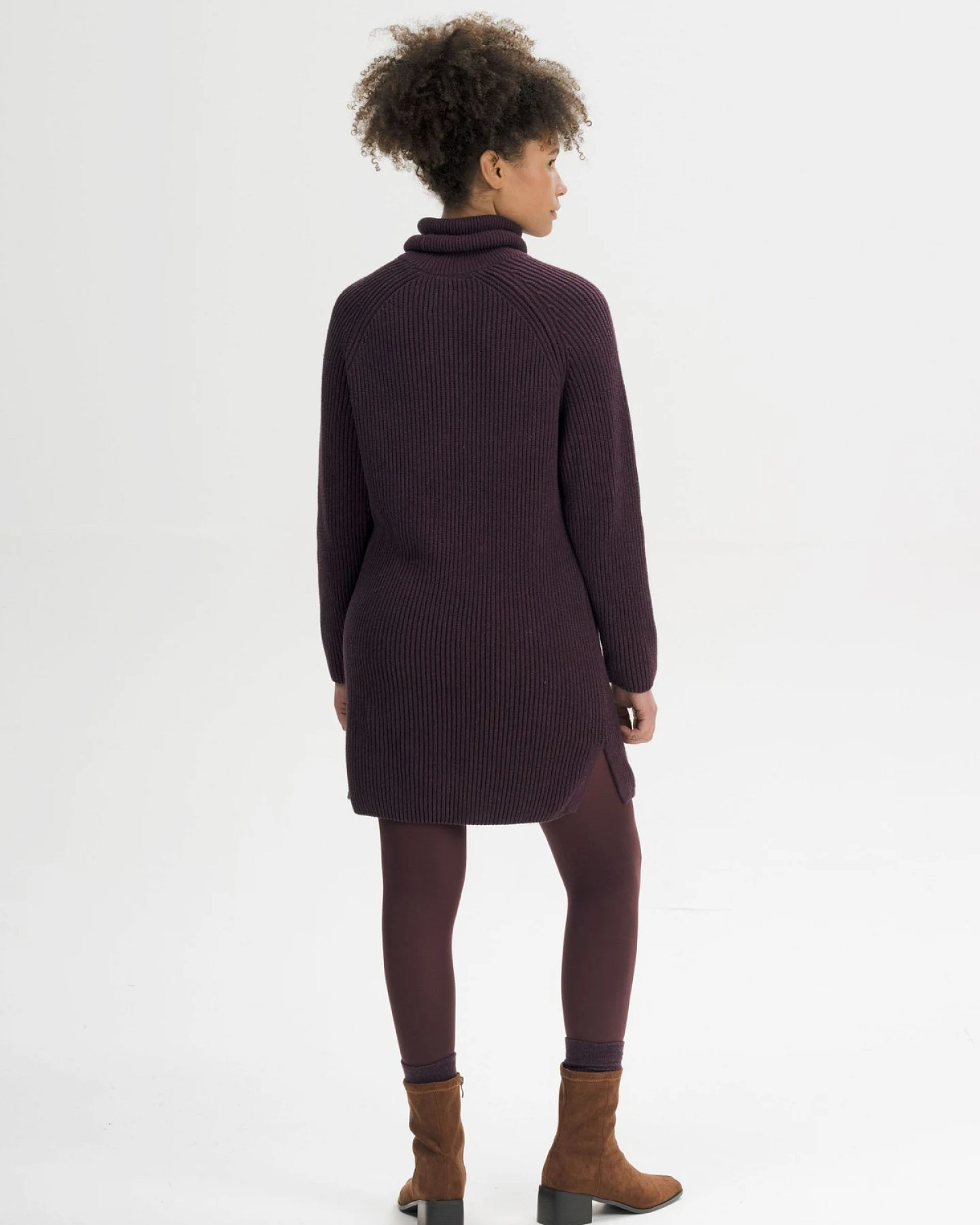 Kleid Rollkragen Arunika Weinrot – Ansicht 3