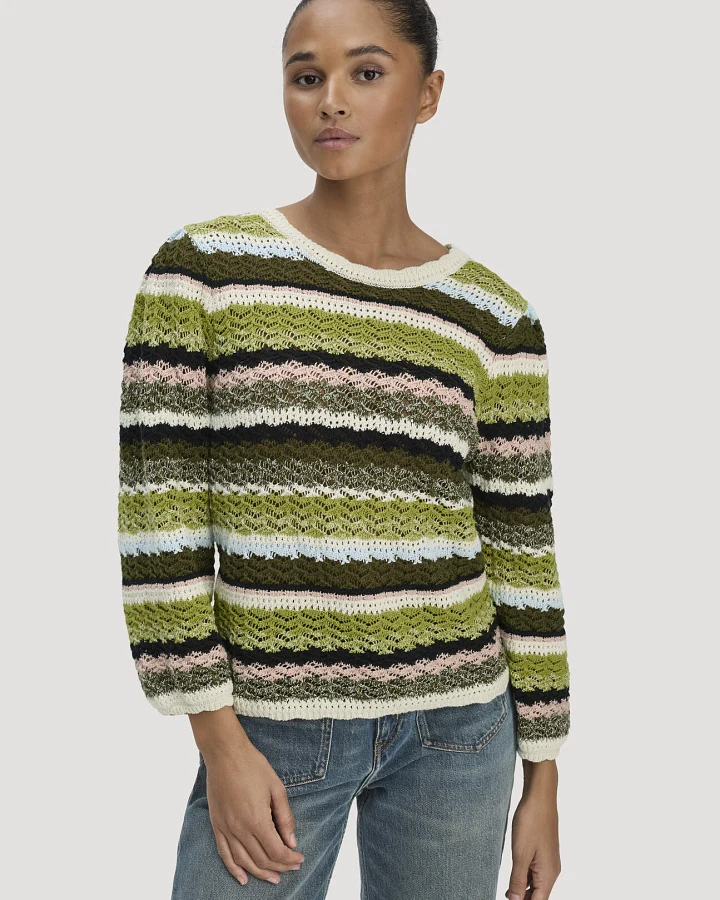 hessnatur Damen Strick Pullover Regular aus Baumwolle - grün - Größe M