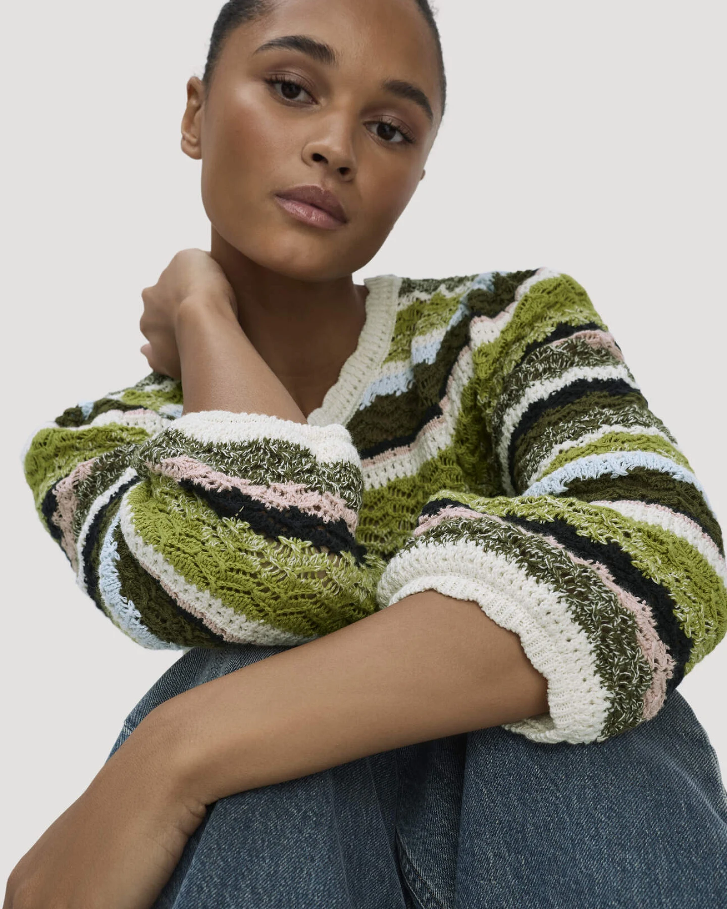 hessnatur Damen Strick Pullover Regular aus Baumwolle - grün - Größe XS – Ansicht 4