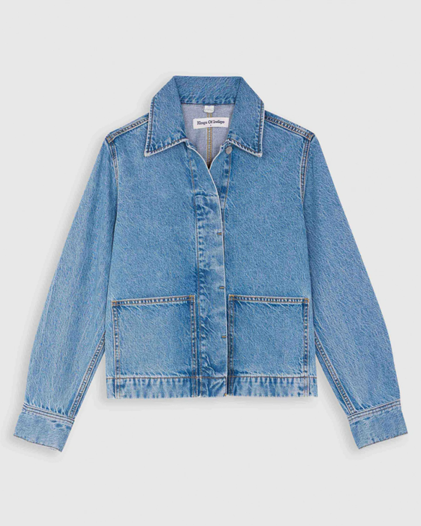 Kings of Indigo Damen vegan Jeansjacke Ota Cindy Mittelblau Gewaschen – Ansicht 2