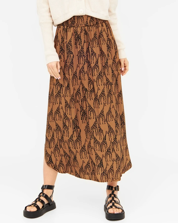 WiDDA Damen vegan Skirt Julip Giraffe Print Terra