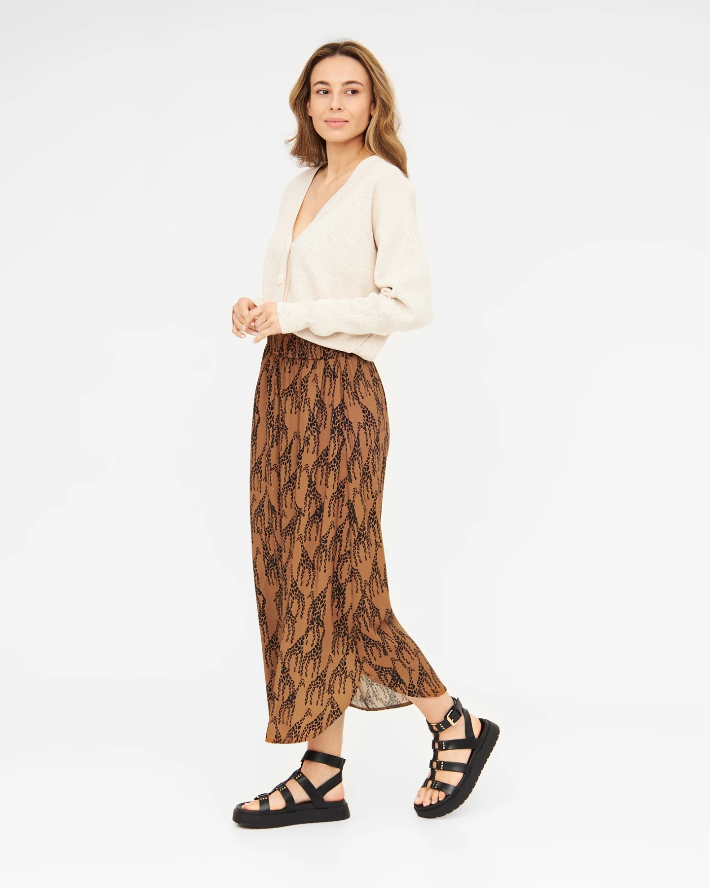 WiDDA Damen vegan Skirt Julip Giraffe Print Terra – Ansicht 2