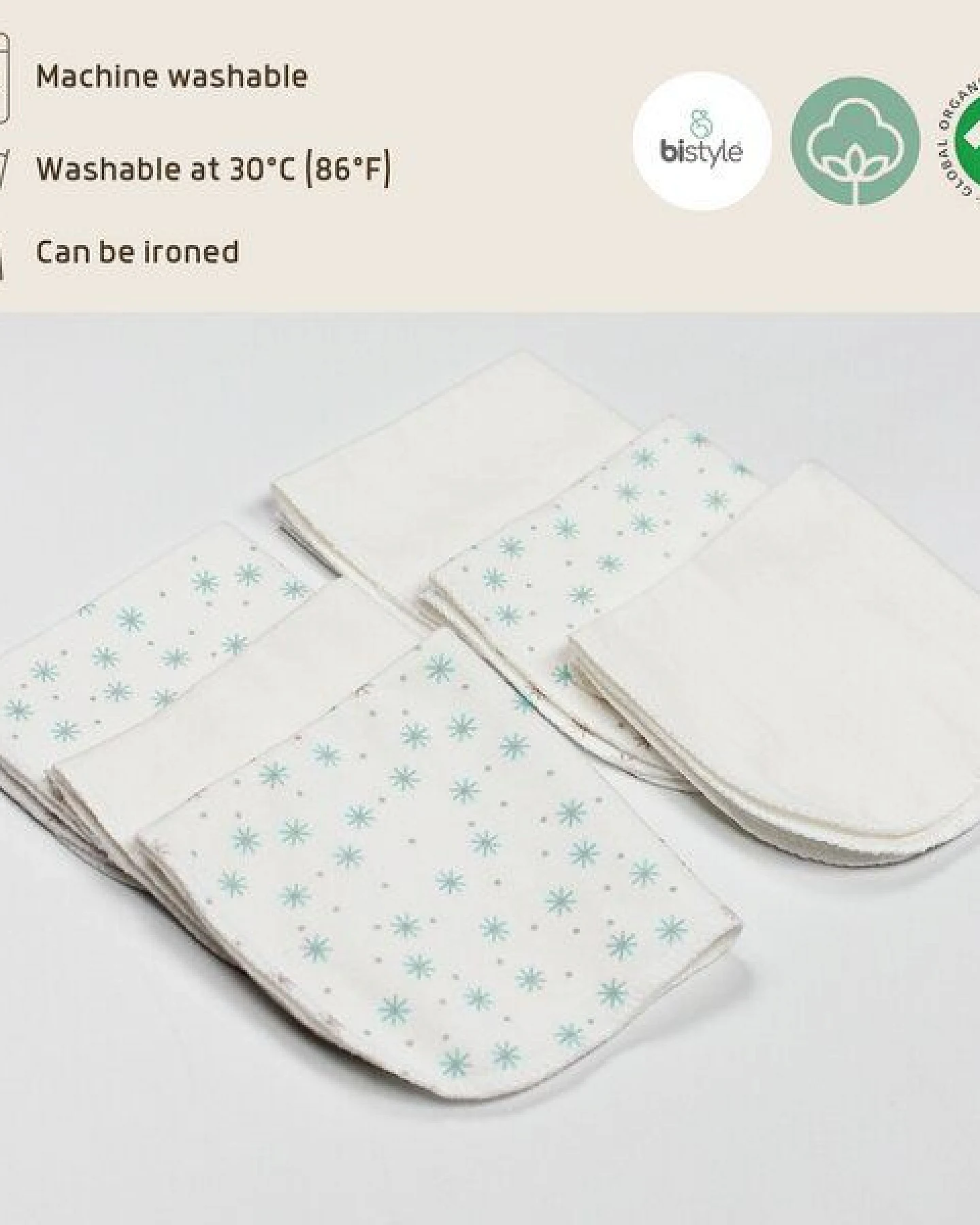 bistyle 6er-Pack-Baumwolle-Mundtücher - 20x20cm - zertifiziert – Bio Baumwolle – Ansicht 3