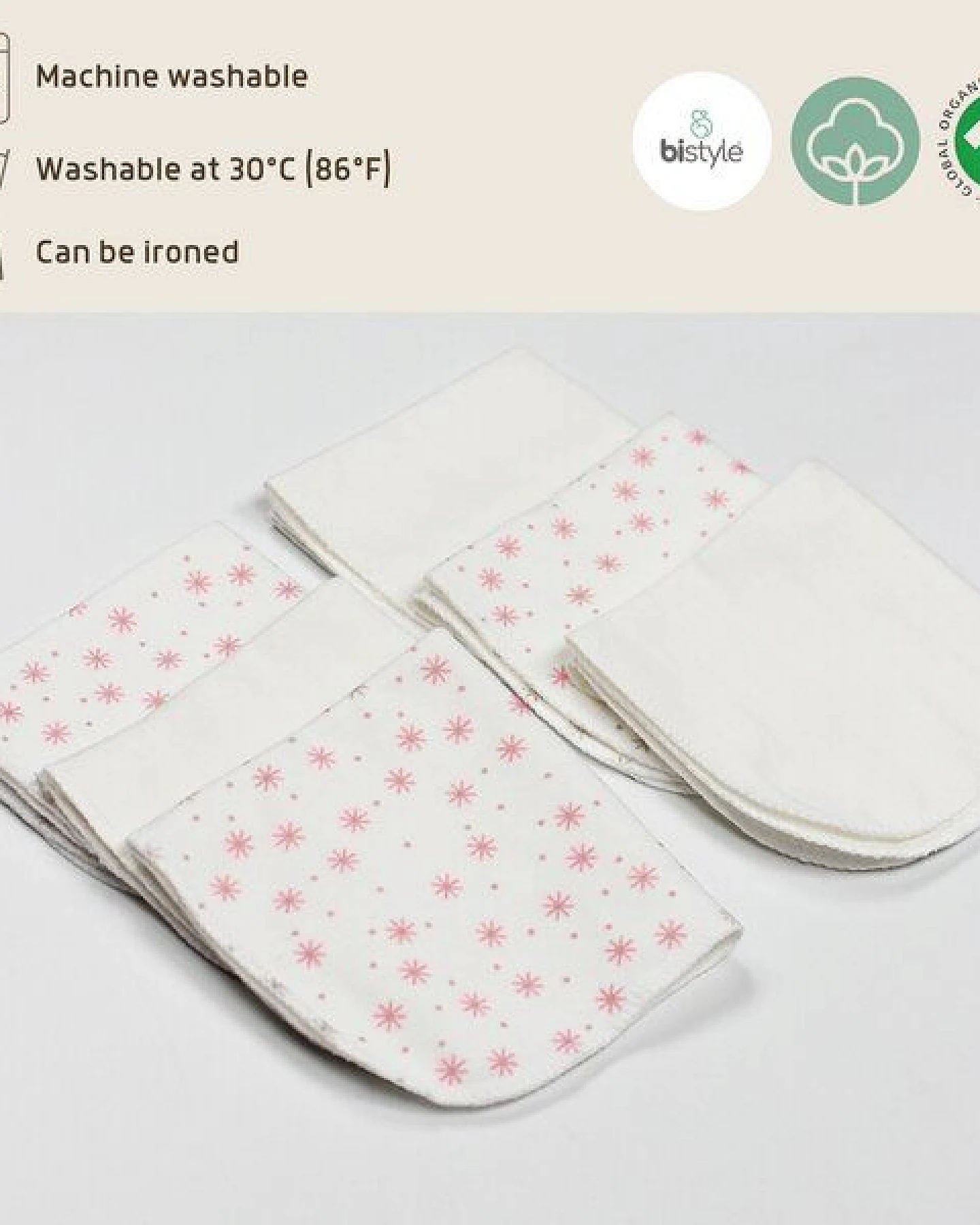 bistyle 6er-Pack-Baumwolle-Mundtücher - 20x20cm - zertifiziert – Bio Baumwolle – Ansicht 3