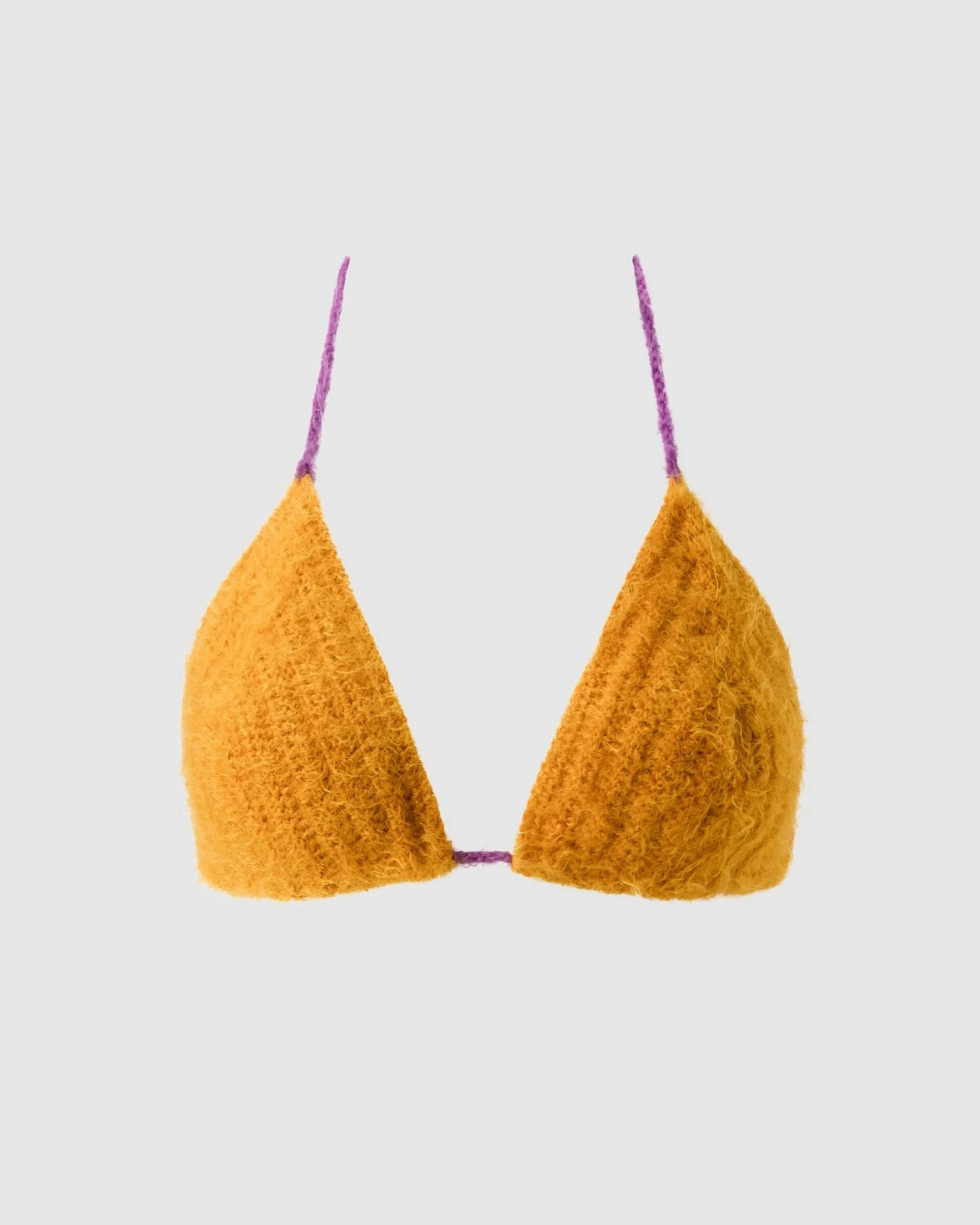 Understatement Damen vegan Bralette Knitted Triangle Senf/Elektrolila – Ansicht 2