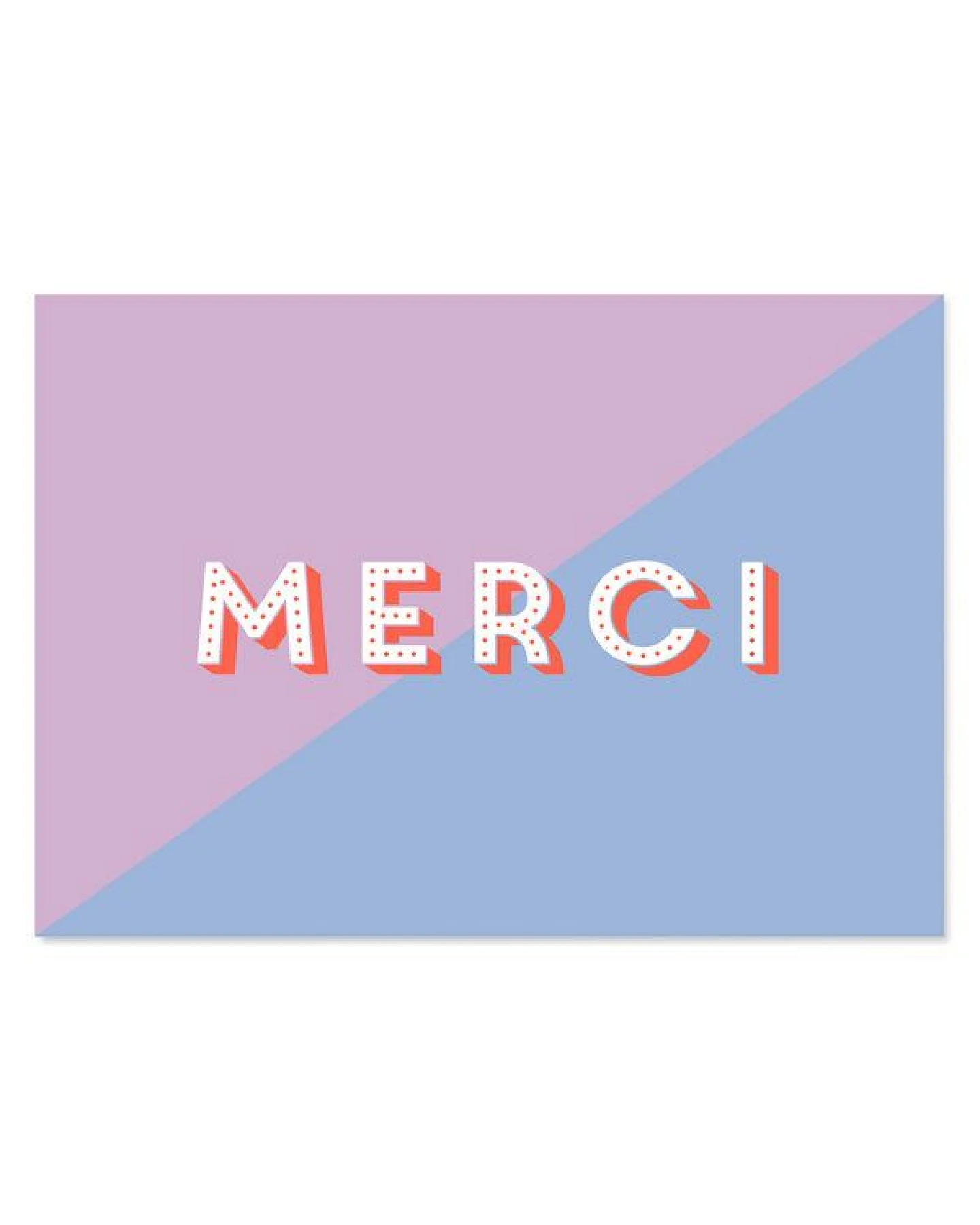 Bow & Hummingbird Dankeskarte „Merci“ – moderne Danke Karte, Postkarte zum Dankeschön in Rosa Blau mit Neon-Orange – Ansicht 3