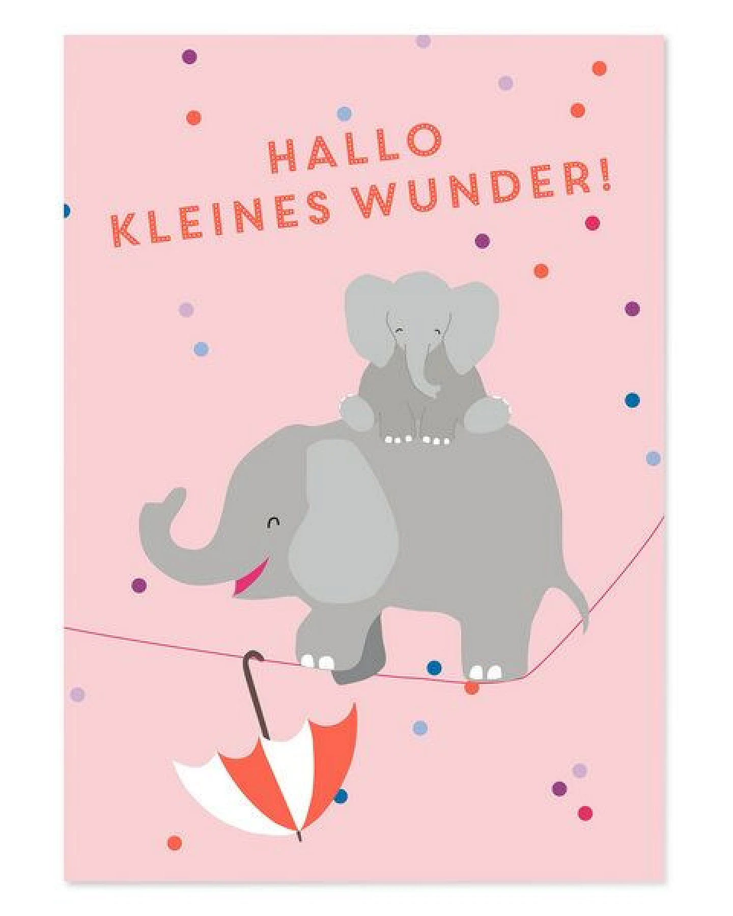 Bow & Hummingbird Karte zur Geburt „Hallo kleines Wunder“ – Baby Karte Mädchen mit Elefanten, rosa Glückwunschkarte zur Geburt – Ansicht 3