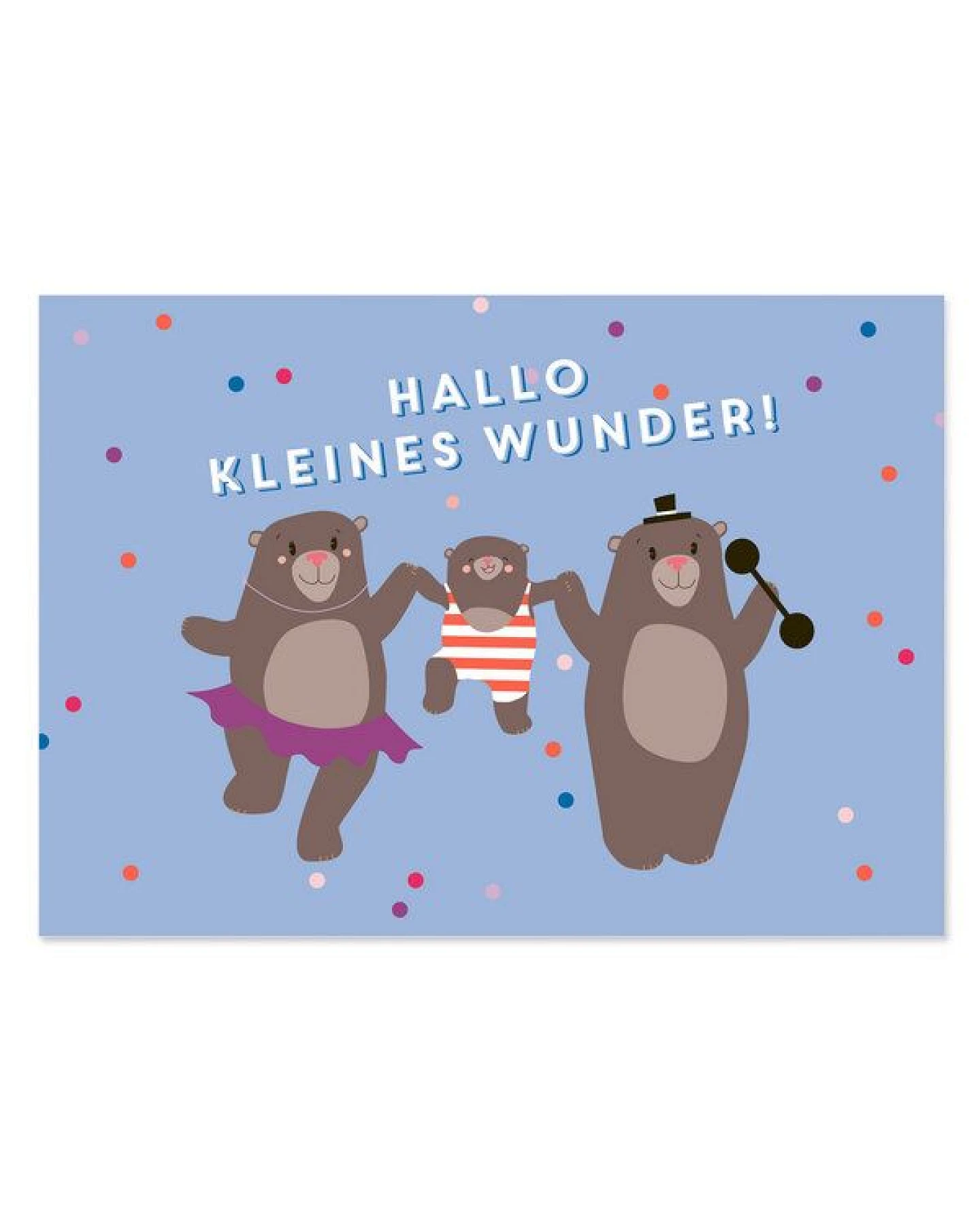 Bow & Hummingbird Karte zur Geburt „Hallo kleines Wunder“ – Baby Karte Junge mit Bären, blaue Glückwunschkarte zur Geburt – Ansicht 3