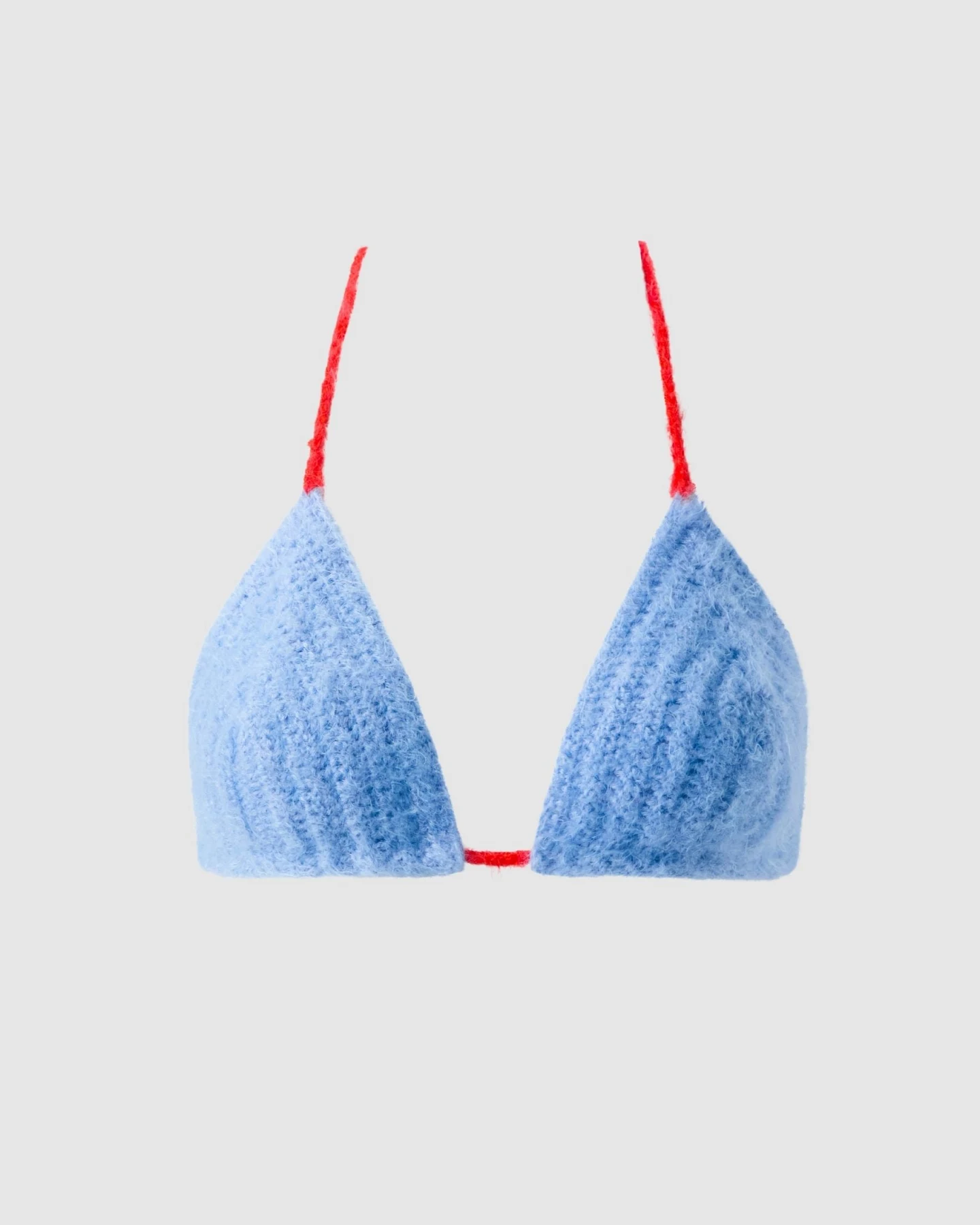 Understatement Damen vegan Bralette Knitted Triangle Hellblau/Feuerrot – Ansicht 2