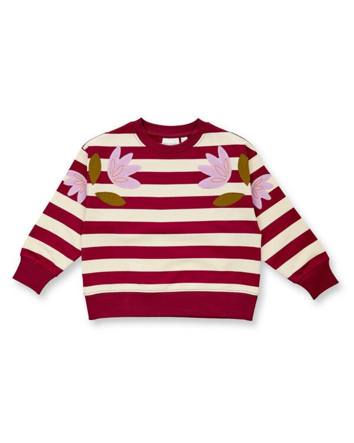 sense-organics Sense Organics Kinder Sweatshirt Ringel mit Blumen-Applikationen Bio Baumwolle – Ansicht 2