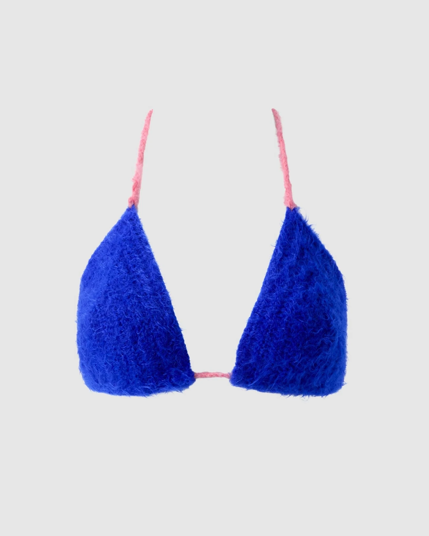 Understatement Damen vegan Bralette Knitted Triangle Electric Blue/Candy Pink – Ansicht 2