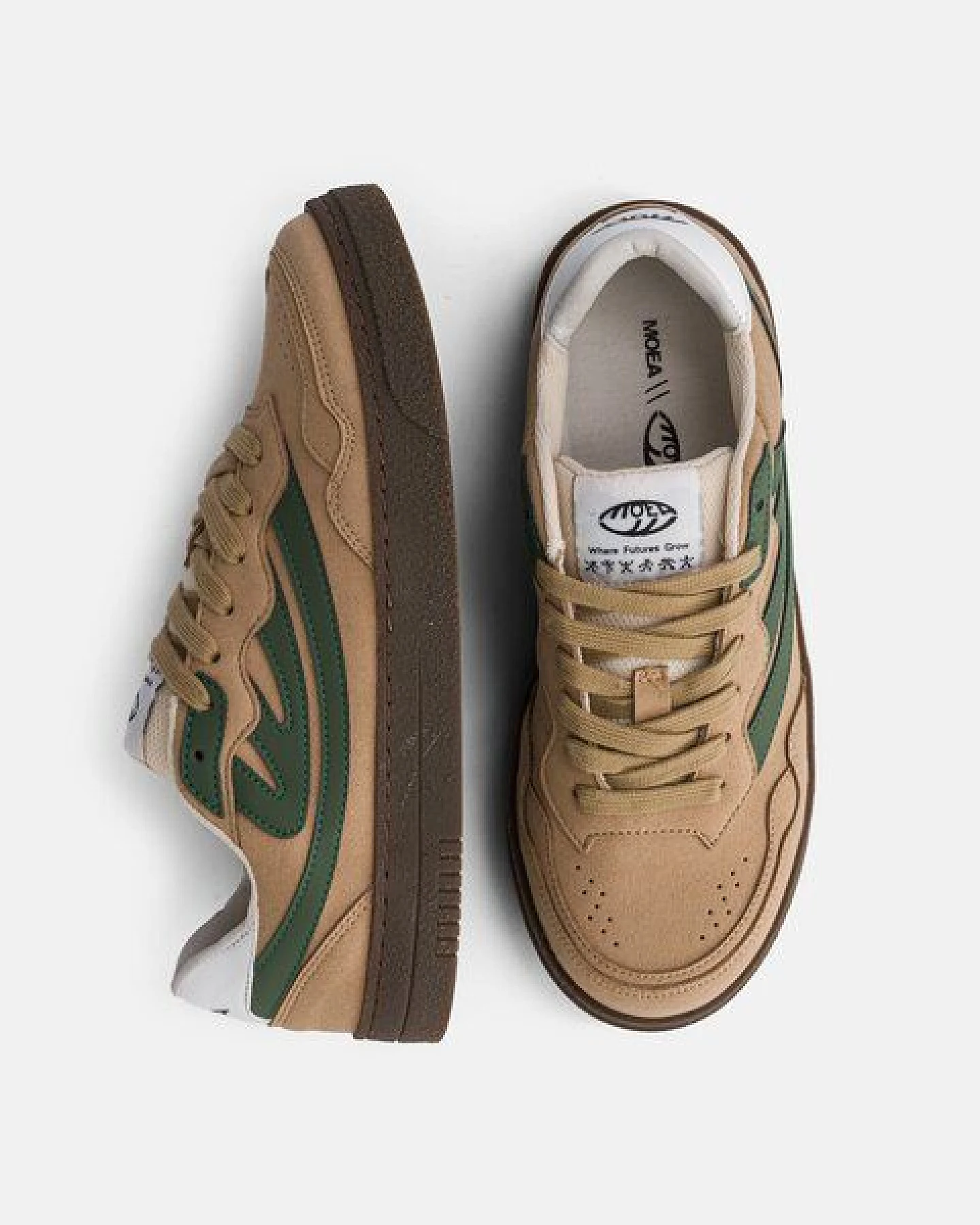MoEa Sneakers Veyron Low - Taupe & Green - Apple – Ansicht 2