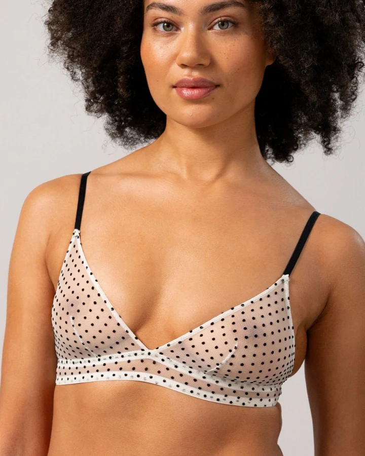 Understatement Damen vegan Mesh Triangle Bralette Creme/Schwarz Creme/Schwarz