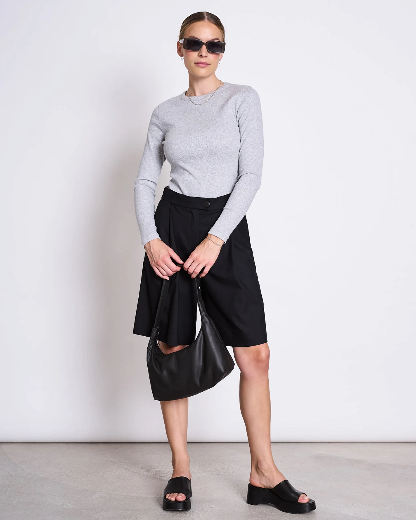 JAN 'N JUNE Damen vegan T-Shirt Longsleeve Muri Hellgrau – Ansicht 2