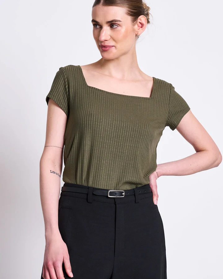 JAN 'N JUNE Damen vegan T-Shirt Arima Dark Olive