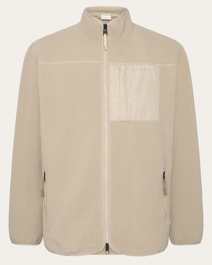 KnowledgeCotton Apparel Herren vegan Zip Jacke Loose Fleece Light Feather Gray